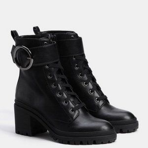 Bershka Lace-up High Heel Combat Boots